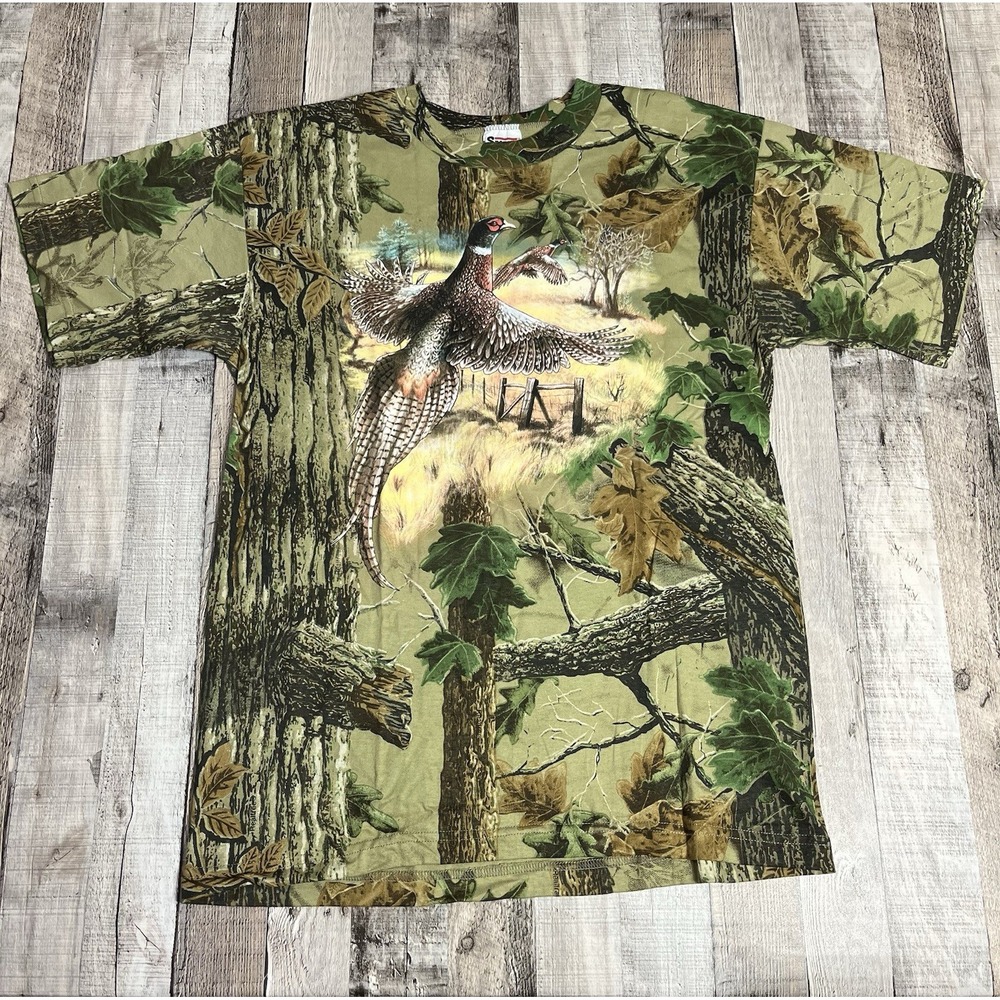 Hunting Shirt Adult Large Green Camouflage Pheasant Bird Sportex Deadstock